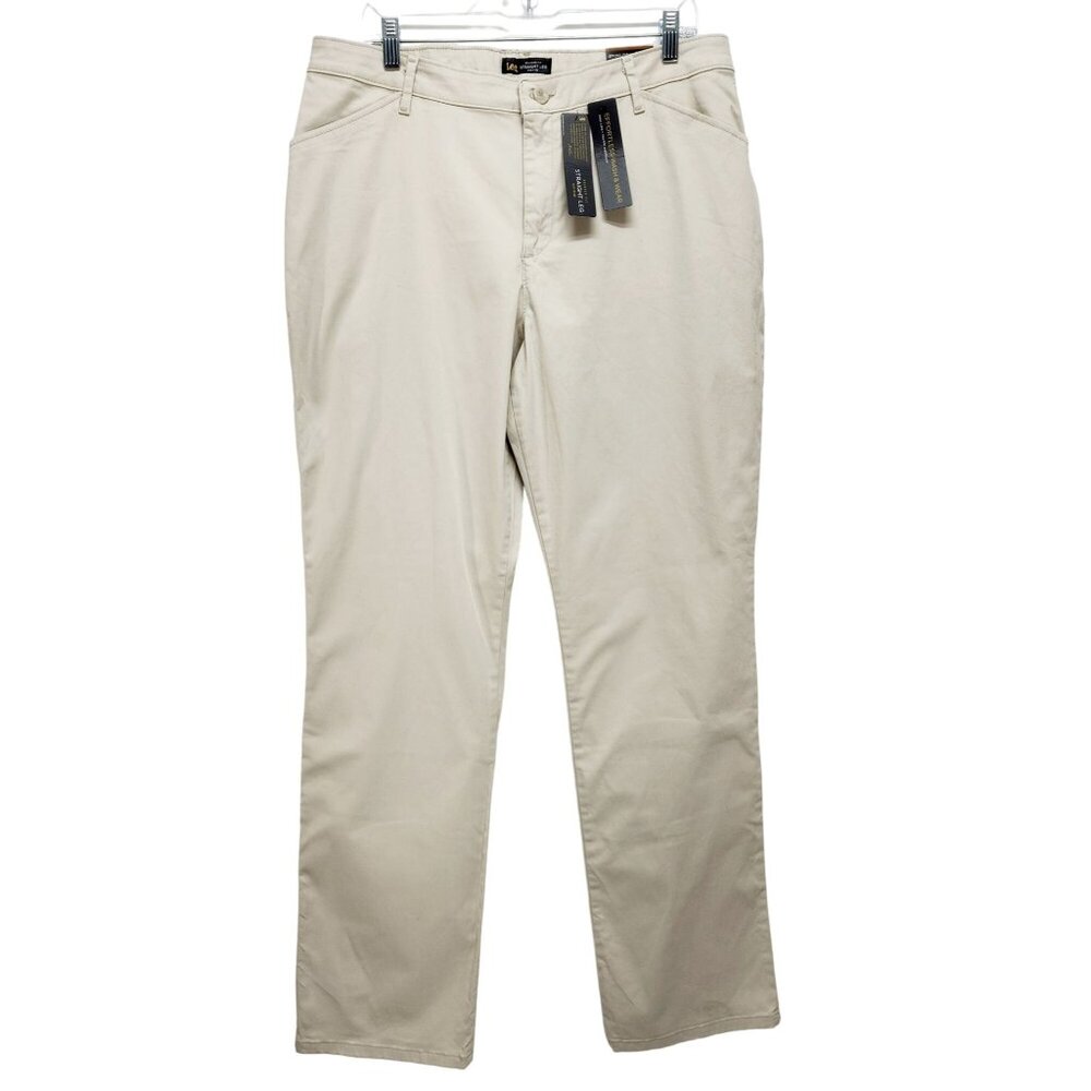 Lee chino pants Womens Relaxed Fit Straight Leg Mid Rise Size 14 Long beige